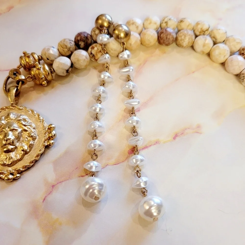 NWT Cultured Freshwater Pearl Strand Long Drop Gold Earrings